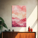 Pink Mountain Sunset Canvas Print, Landscape Painting, Smoky Mountain Art, Pink Orange Wall Art, Bedroom Art, Artistic Decor, Living Room Art