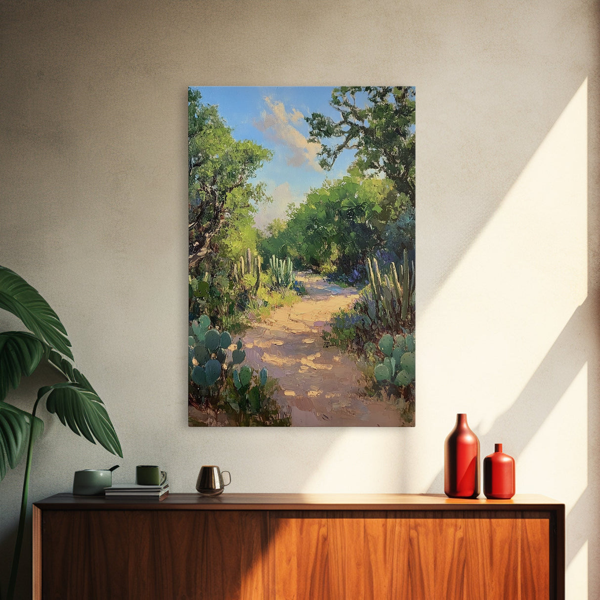 Serene GardenPath Canvas Print Southwest Wall Art Rustic Decor Above Bed Art Farmhouse Wall Art Gift Idea Landscape Painting