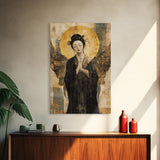 Ethereal Angel Framed Canvas Print Dark Angels Wall Art Goddess Art Print Rustic Wall Art Sacred Geometry Art Spiritual Decor Bedroom Art