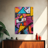 Bold Graffiti Framed Canvas Print, Urban Street Art Style Wall Decor, Moody Abstract Art, Gift Idea for Him, Living Room Wall Art