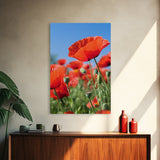 Vibrant Poppy Field Framed Canvas Print, California Poppy Art, Rustic Landscape Wall Art, Bedroom Art, Farmhouse Living Room Decor