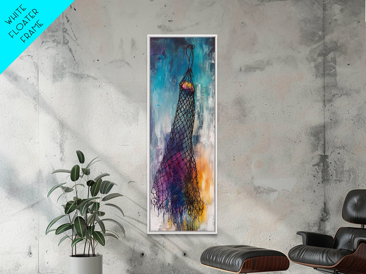 Fishing Net, nautical painting, ocean decor, rustic wall art, moody art, textured art, coastal decor, Canvas Print
