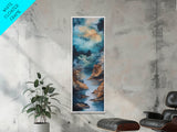 Moody River, Smoky Mountain Art, Landscape Painting, Moody Art, Blue and Green Wall Art, Tall Skinny Art, Framed Canvas Print
