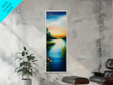 Sunset Lake, Smoky Mountain Art, Moody Art, Panoramic Art, Above Couch Art, Coastal Wall Art, Tall Narrow Art, Canvas Print