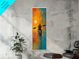 Sunset Kayaker, Coastal Painting, Moody Art, Nautical Decor, Rustic Wall Art, Christmas, Framed Canvas Print, Above Sofa Art