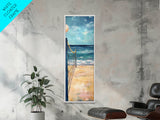 Volleyball Net, Seaside Sport, Nautical Wall Art, Beach House Art, Coastal Decor, Living Room Art, Framed Canvas Print, Extra Wide Art