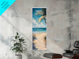 Tropical Beach, coastal painting, nautical decor, palm tree painting, Hawaii art, coastal cowgirl wall art, Framed Canvas Print