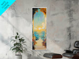 Sunset Cove, coastal painting, ocean view, seascape painting, nautical decor, coastal wall art, Framed Canvas Print