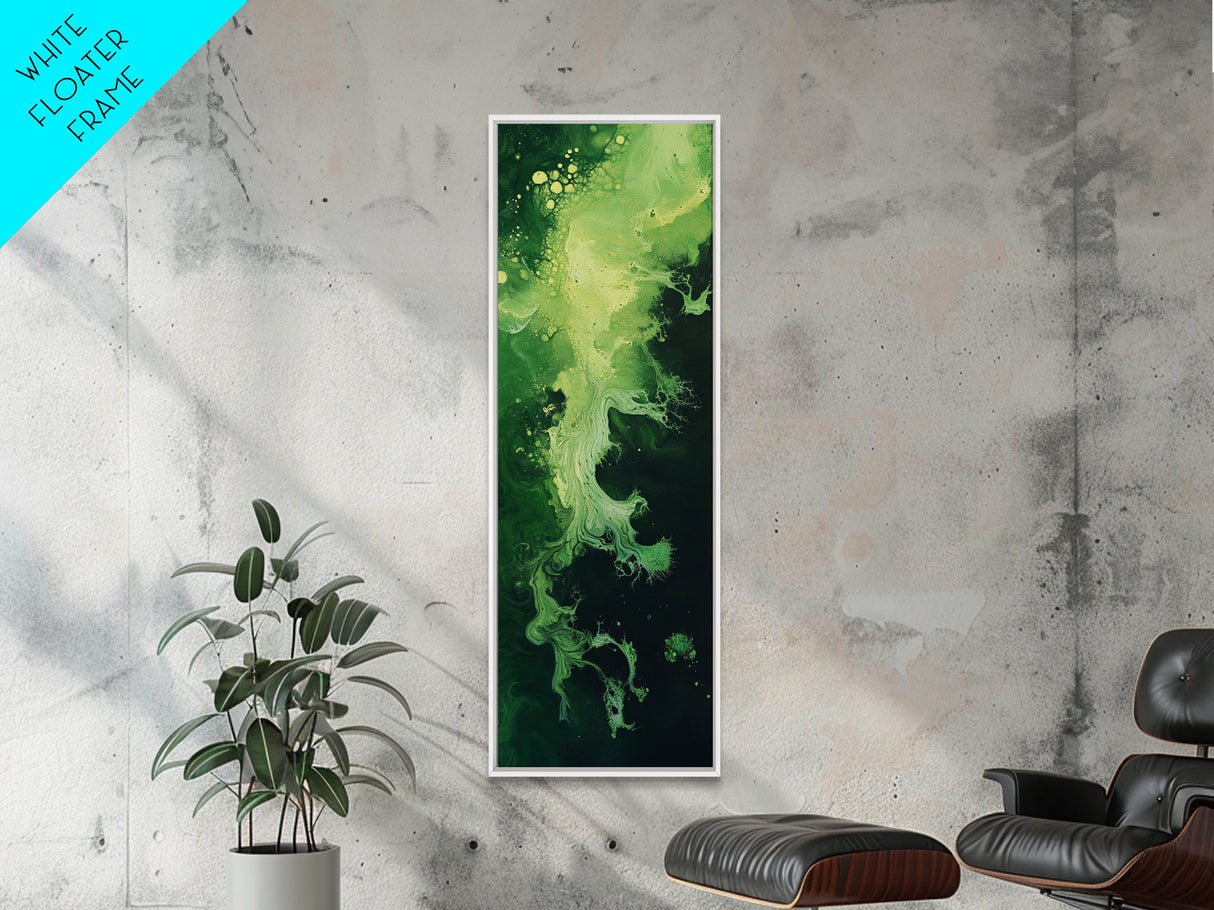 Green, Abstract Art, Framed Canvas Print, green wall art, sage green wall art, botanical prints, geometric wall art, extra wide art