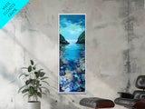 Underwater View, nautical painting, seascape painting, coral reef painting, blue and green wall art, Framed Canvas Print