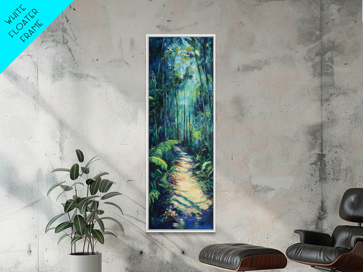 Jungle Pathway, Forest Painting, Moody Art, Botanical Prints, Nature Wall Art, Above Sofa Art, Tall Narrow Art, Canvas Print