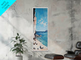 Seaside Cliff, painting morro bay, coastal wall art, framed canvas print, blue and green wall art, landscape painting, boho art