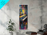 Abstract piano, music art, lofi art, moody art, framed canvas print, gift idea for her, dark romance painting, pink orange wall art