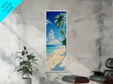 Palm Tree Beach, tropical decor, coastal cowgirl wall art, Hawaii art, framed canvas print, nautical painting, summer gift idea
