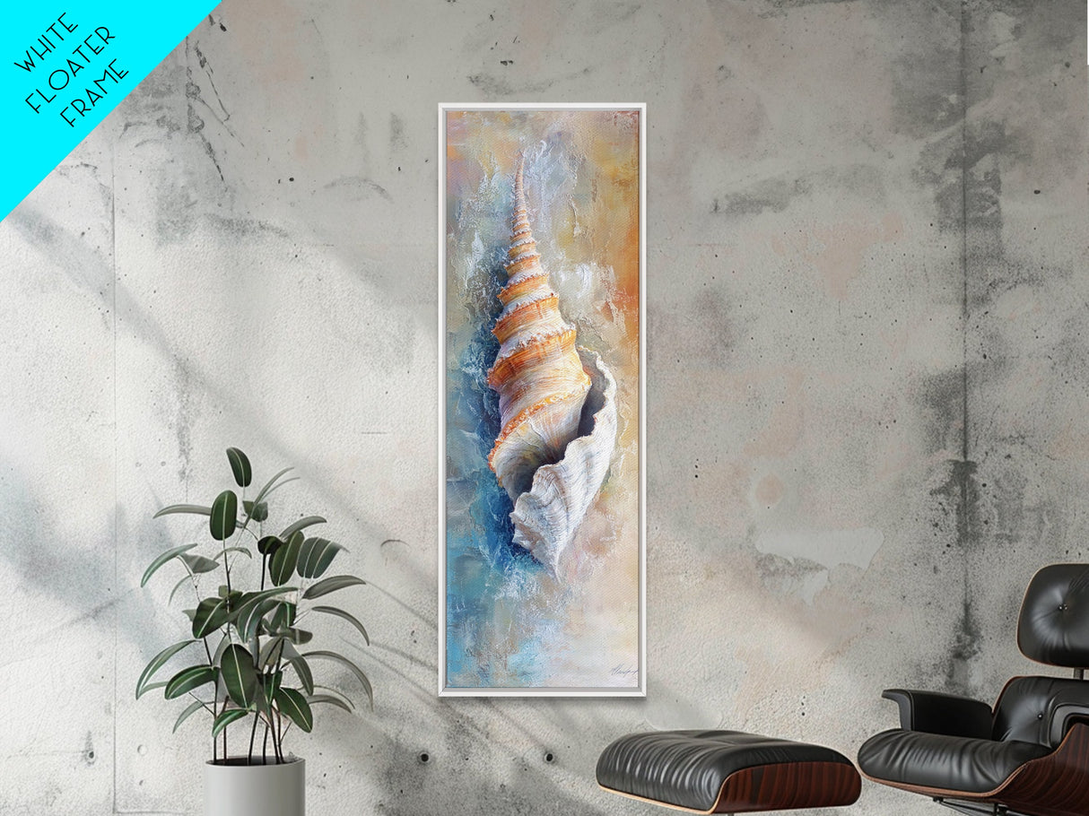 Spiral Shell Painting, Coastal Decor, Nautical Wall Art, Beach House Art, Textured Painting, Framed Canvas Print, Ocean Art