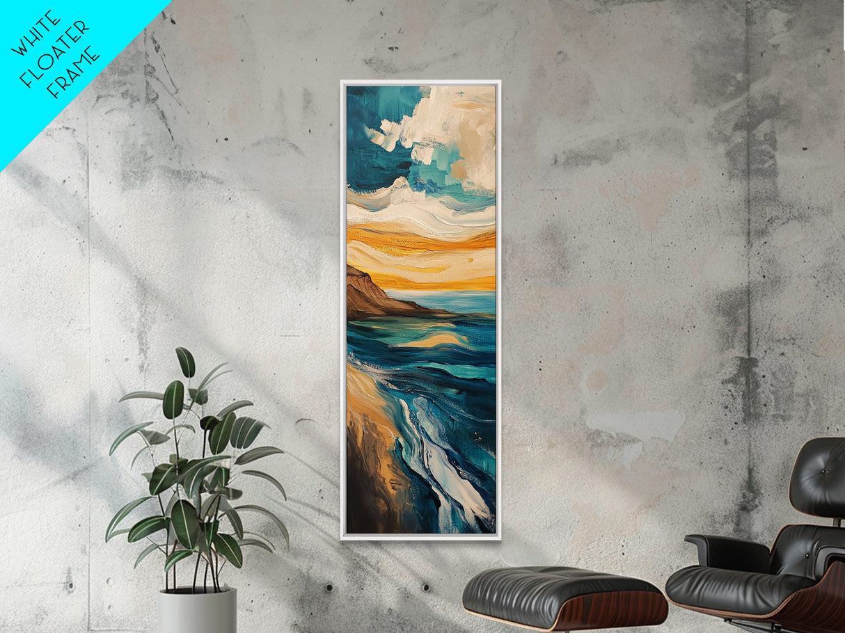 Ocean waves, coastal painting, nautical decor, surf wall art, abstract seascape painting, horizontal wall art, canvas print