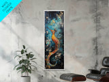 Fantasy Sea Creature, koi fish painting, moody art, whimsical art, wabi sabi art, framed canvas print, vertical wall art