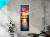 Ocean Waves, Pink Orange Sunset, Coastal Wall Art, Canvas Print, Surf Wall Art, Above Couch Art, Beach House Art