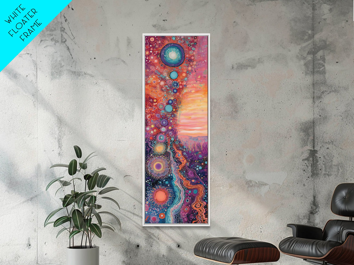 Cosmic Swirls, sacred geometry wall art, pink abstract art, brain art, therapy art, pink orange wall art, vertical wall art, canvas print