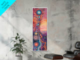 Cosmic Swirls, sacred geometry wall art, pink abstract art, brain art, therapy art, pink orange wall art, vertical wall art, canvas print