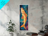 Vibrant, Fish Painting, Framed Canvas Print, koi fish painting, nautical painting, fly fishing art, coastal wall art, rustic decor, unique gift idea