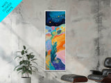 Vibrant Ocean, coastal decor, tropical wall art, octopus art, colorful beach painting, framed canvas print, nautical painting