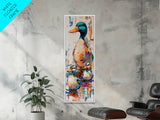 Whimsical Ducks, bird art, farmhouse art, framed canvas print, colorful animal painting, rustic wall art, above couch art
