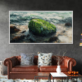 Mossy Rock, Ireland painting, framed canvas print, coastal wall art, nautical wall art, moody art, original painting, rustic decor