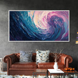 Abstract Wave, Ocean Swirl, Panoramic Art, Canvas Print, Coastal Decor, Teal Wall Art, Nautical Wall Art, Whimsical Art, Surf Wall Art