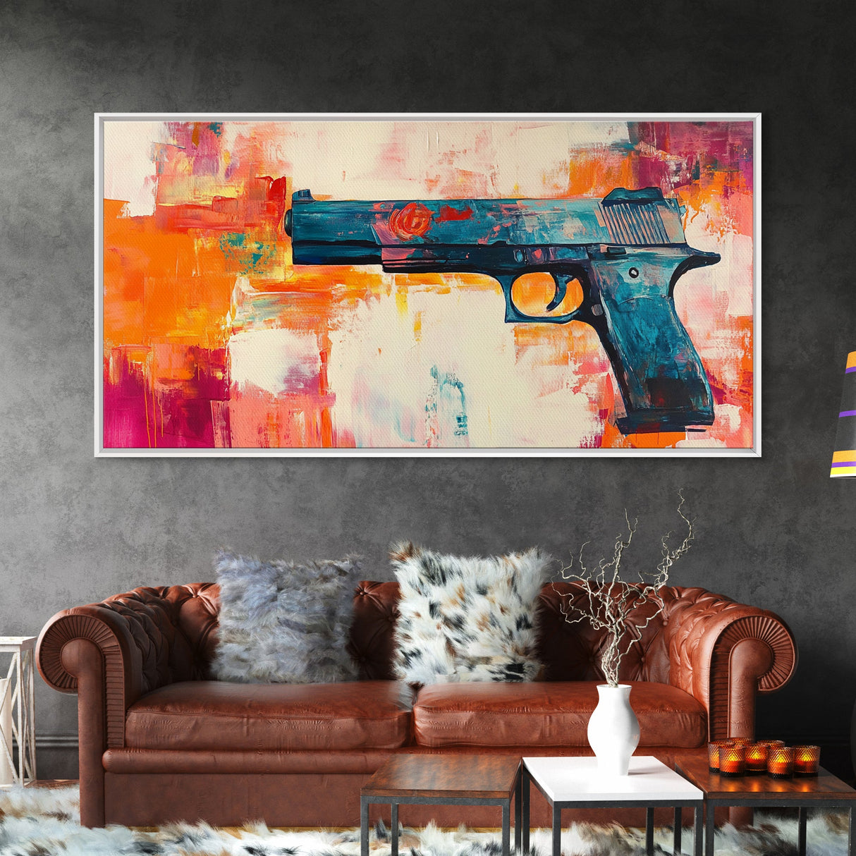 Graffiti wall art, framed canvas print, extra wide art, modern pop art, bold abstract painting, vibrant wall decor, contemporary art