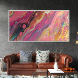Pink Abstract, fluid art, cosmic energy, modern painting, blotter art, moody wall art, extra wide art, Framed Canvas Print, therapy art