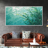 Kelp Forest Art, Coastal Landscape Art, Nautical Wall Art, Framed Canvas Print, Ocean Inspired Artwork, Blue and Green Wall Art
