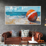 Lifeguard Buoy Painting, nautical decor, coastal wall art, ocean painting, framed canvas print, rustic art, beach house art