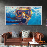 Scuba Diving Art, Coastal Decor, Ocean Wall Art, Framed Canvas Print, Nautical Painting, Beach Decor, Teal Wall Art