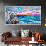 Seascape Painting, Coastal Landscape Art, Ocean Art, Framed Canvas Print, Nautical Wall Art, Living Room Art, Extra Wide Art