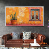 Mexican Window, Canvas Print, southwest wall art, warm color painting, extra wide painting, vibrant art, farmhouse art