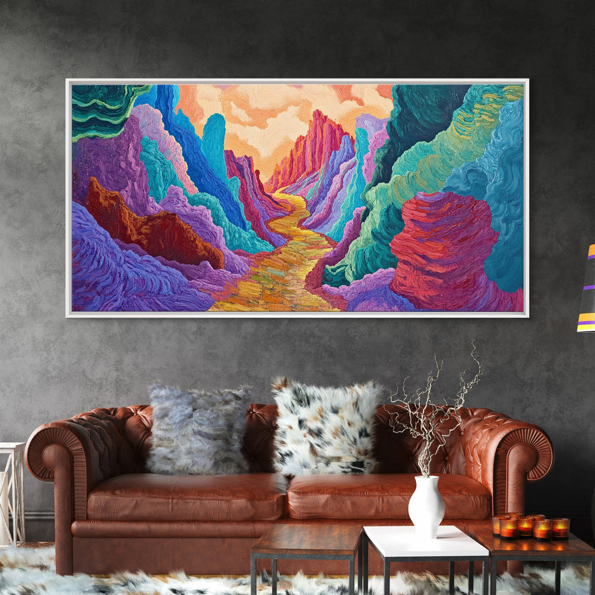 Vibrant canyon, abstract rocks, Canvas Print, mountain painting, southwest wall art, extra wide art, geometric wall art
