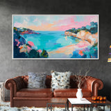 Pastel Ocean, Colorful Coastal Painting, Seascape Art, Nautical Decor, Coastal Cowgirl Wall Art, Canvas Print, Extra Wide Art