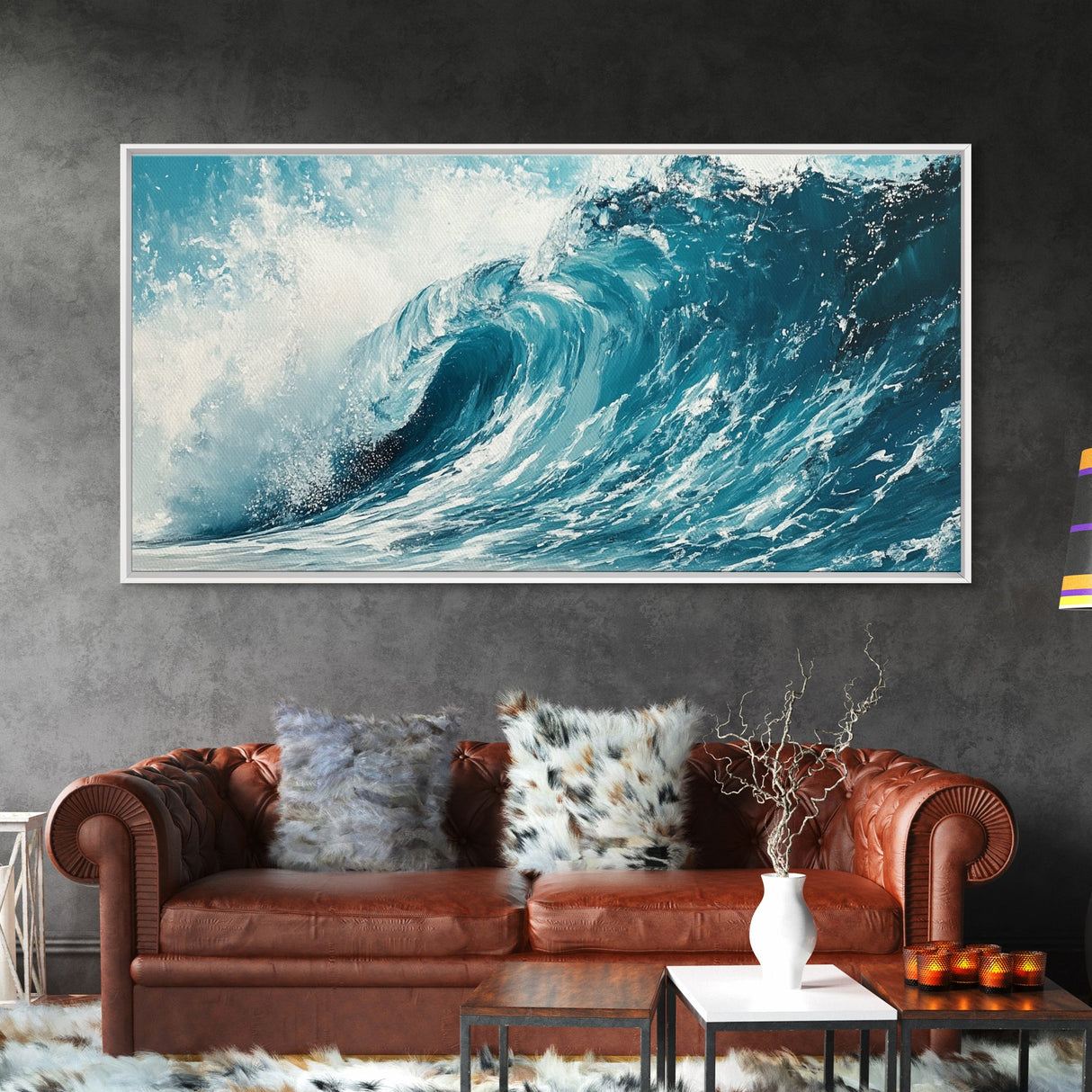 Ocean Wave Art, Seascape Painting, Coastal Decor, Nautical Wall Art, Beach House Gift, Blue and Green Wall Art, Framed Canvas Print