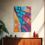 Abstract texture, pink abstract art, teal wall art, mosaic wall art, framed canvas print, geometric wall art, colorful home decor