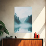 Misty Forest Painting, Pine Tree Art, Moody Landscape, Nature Wall Art, Tranquil Scenery, Green Wall Art, Canvas Print