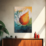 Fall Leaf Painting, Autumn Wall Art, Botanical Prints, Seasonal Home Decor, Vibrant Color Art, Cozy Rustic Art, Framed Canvas Print