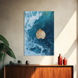 Floating Leaf Painting, Nature Abstract Art, Ocean Inspired Decor, Moody Wall Art, Tranquil Home Decor, Canvas Print