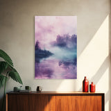 Pink Fog, moody art, landscape painting, light pink wall art, ethereal decor, minimalist art, framed canvas print, wabi sabi art