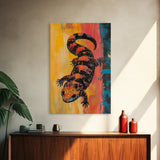 Colorful Lizard Art, wildlife painting, leopard wall art, whimsical art, rustic decor, southwest wall art, Canvas Print