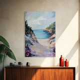 Coastal Cliff Path, coastal wall art, beach house decor, landscape painting, tropical wall art, Hawaii art, Canvas Print