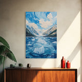 Glacial Lake View, lake Tahoe art, blue and green wall art, panoramic painting, framed canvas print, nature art, above couch art