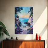 Coastal Cove, seascape painting, coastal decor, nautical wall art, blue and green wall art, framed canvas print, guest room art