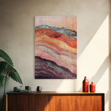 Abstract Landscape, mountain painting, geometric wall art, southwest wall art, moody art, gold abstract art, canvas print, wall art