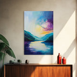 Sunset Lake, Serene Landscape, Canvas Print, Nature Art, Coastal Wall Art, Above Sofa Art, Moody Art, Rustic Decor, Bedroom Art